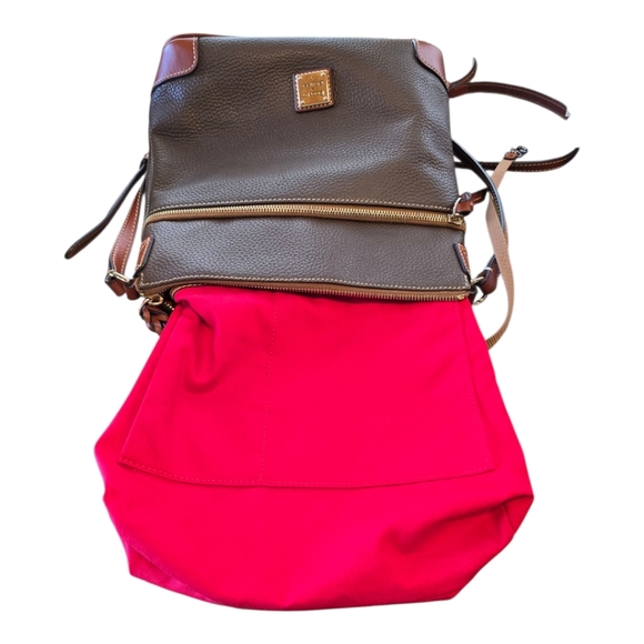 Dooney & Bourke Brown Tan Pebble Grain Leather Crossbody Shoulder Bag - Picture 11 of 16